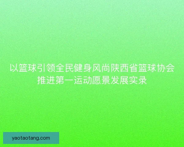 以篮球引领全民健身风尚陕西省篮球协会推进第一运动愿景发展实录