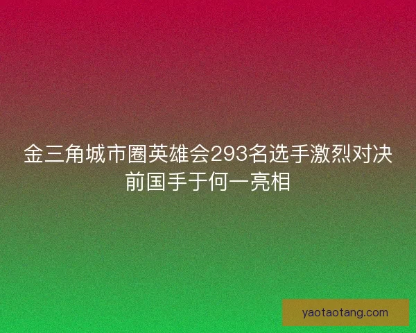 金三角城市圈英雄会293名选手激烈对决前国手于何一亮相 金三角城市圈英雄会293名选手激烈对决前国手于何一亮相